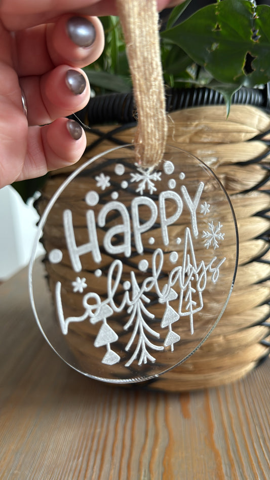 Happy holidays package tag acrylic