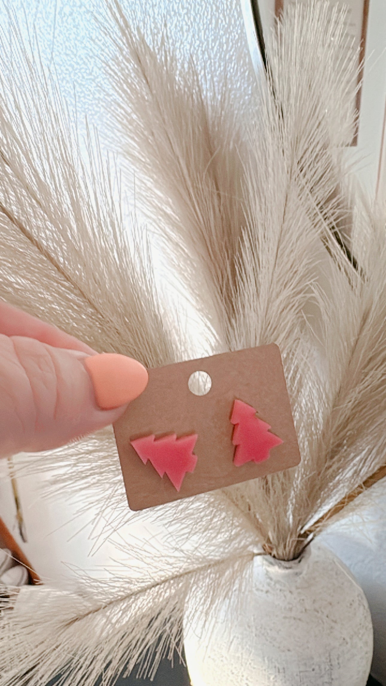 Pink Christmas Tree Studs